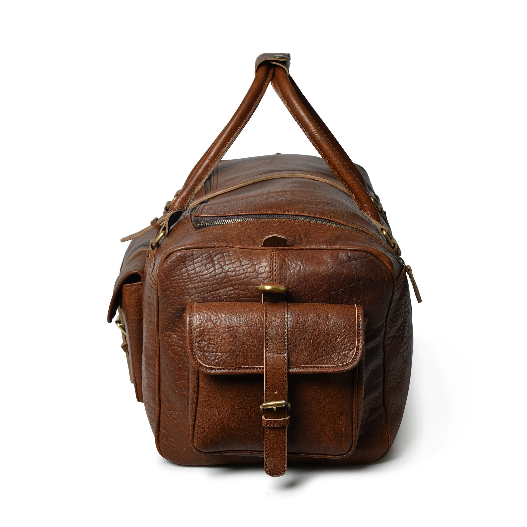 Premium Cow Leather Duffel Bag - Nebulous Saddle