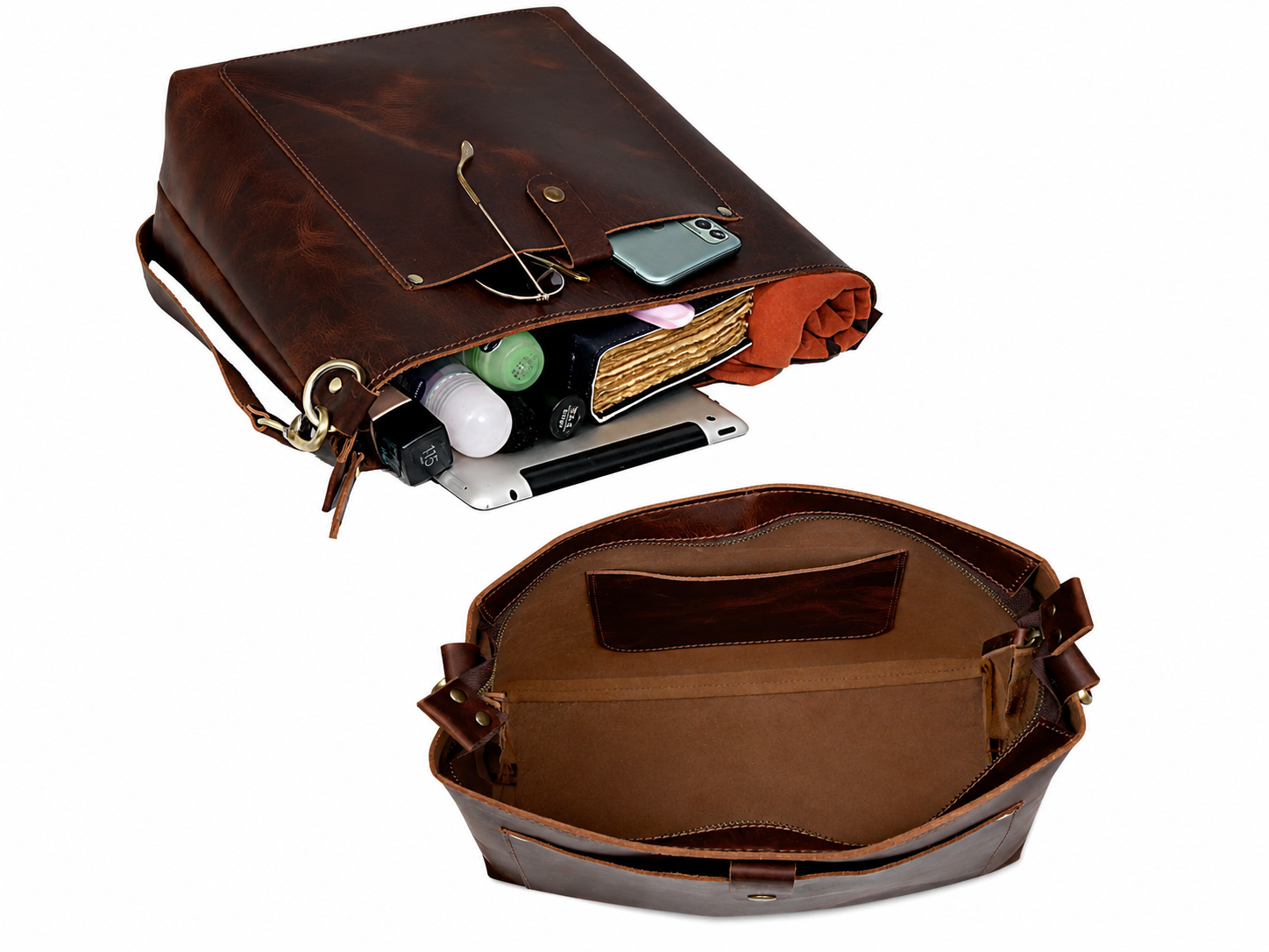 Phoenix Buffalo Leather Tote - Brown
