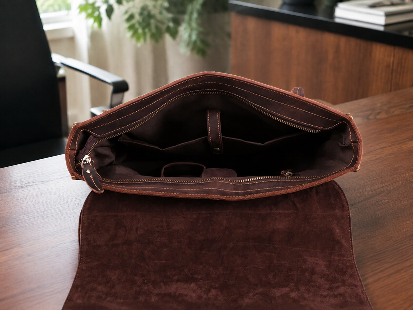 Rowan Men's Leather Briefcase – Classic Work & Business Bag