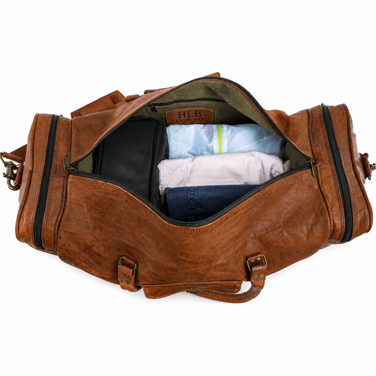 Leather 21-Inch Vintage Duffel Bag - Full Grain Leather Travel, Gym, Sports, and Weekend Bag