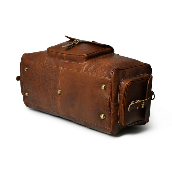 Premium Cow Leather Duffel Bag - Nebulous Saddle