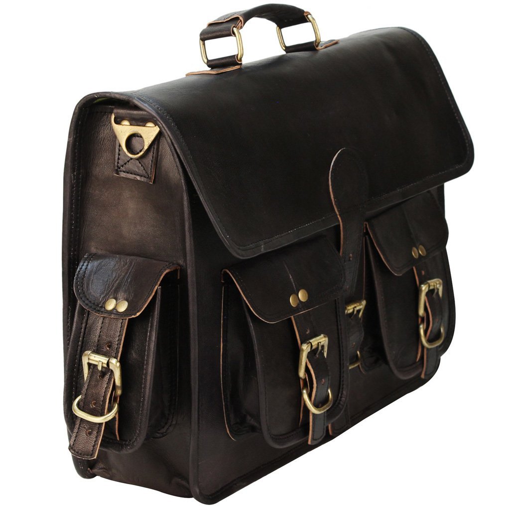 Brent Black Leather Briefcase for Men