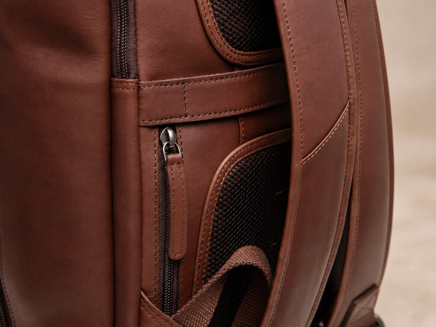 Leather Laptop Backpack Brown Detroit