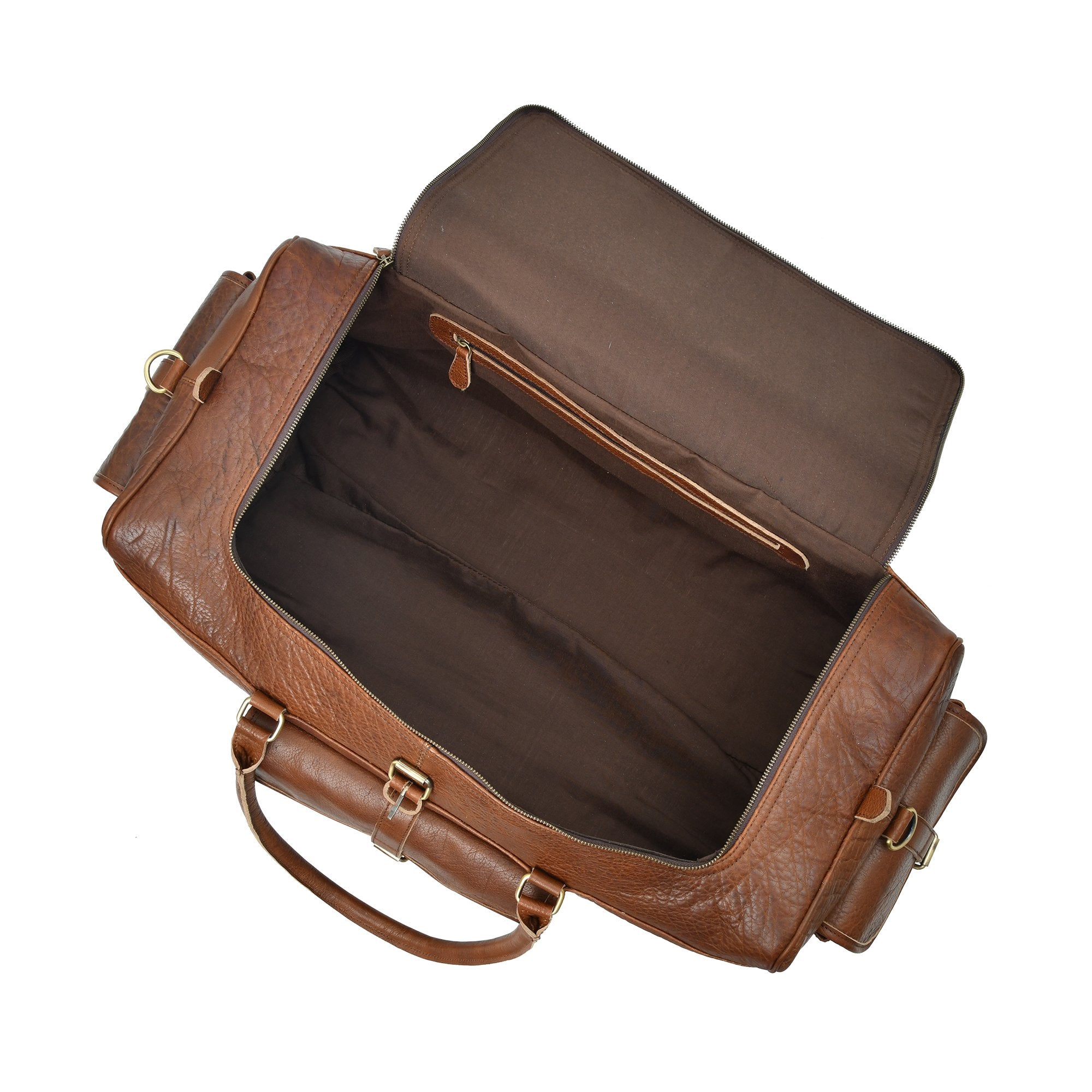 Premium Cow Leather Duffel Bag - Nebulous Saddle