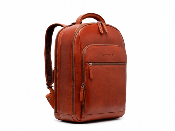 Leather Laptop Backpack Cognac Maggiore