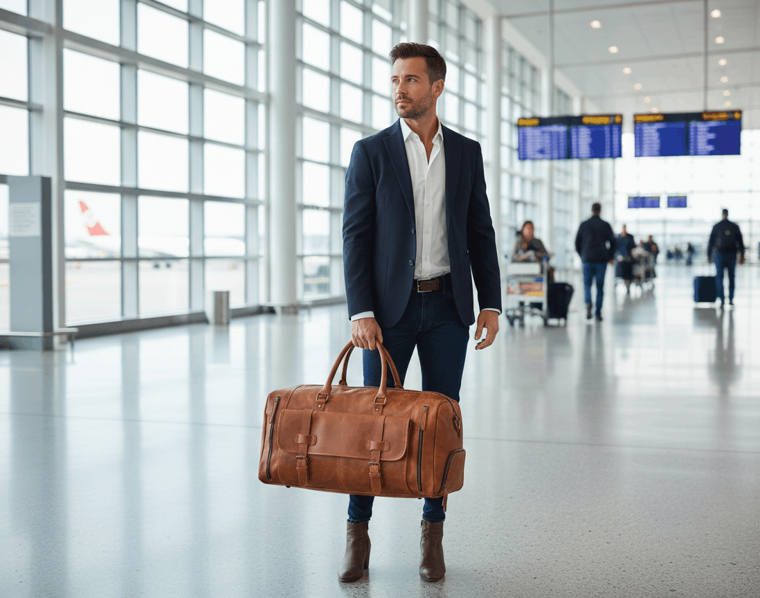 Denali Tan Shoe Leather Duffle Bag for Men