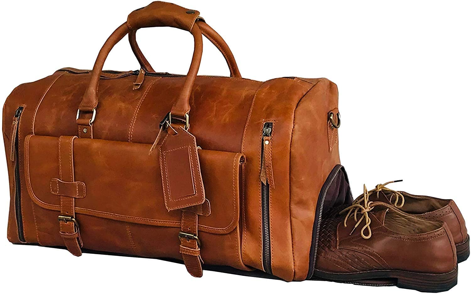 Denali Tan Shoe Leather Duffle Bag for Men