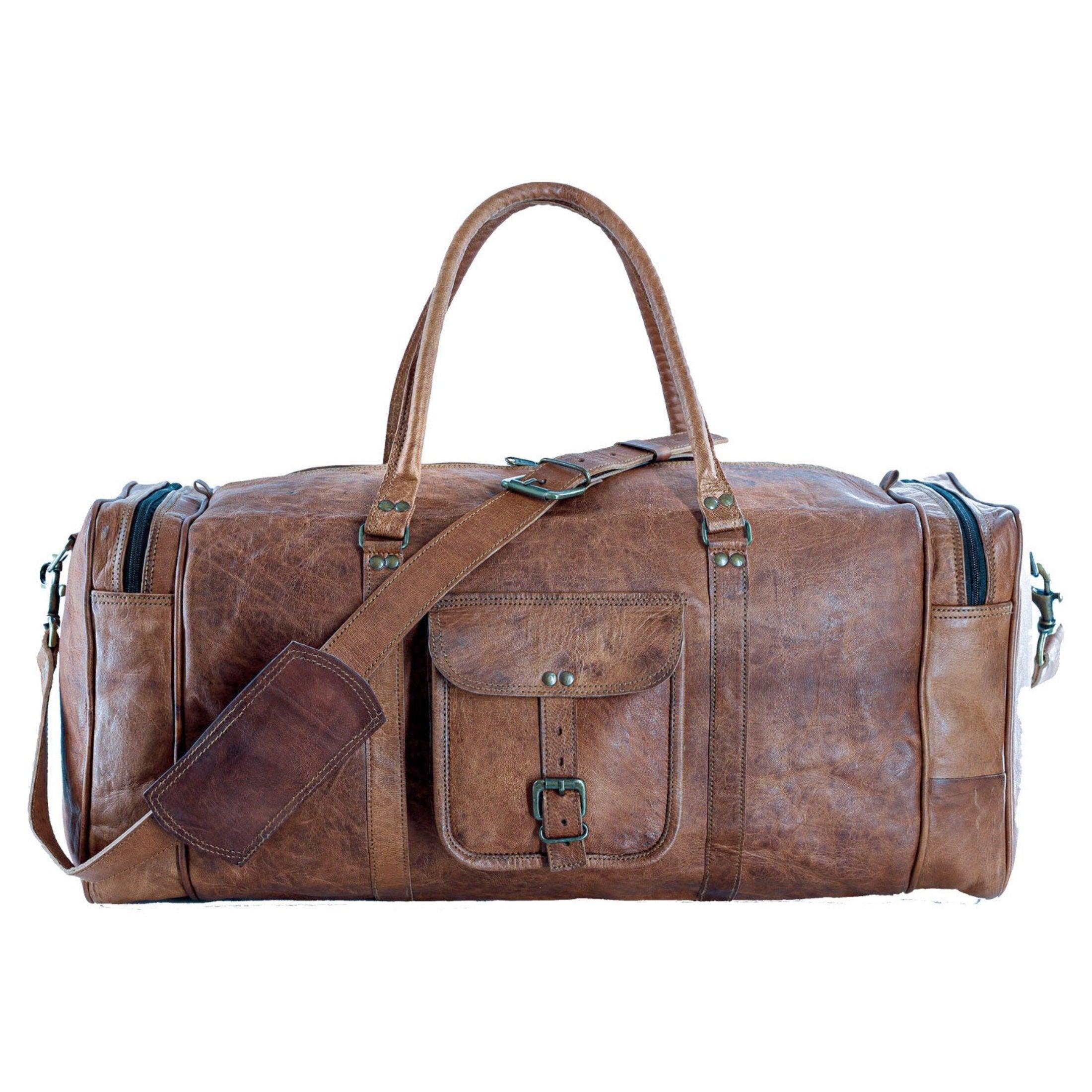 Leather 21-Inch Vintage Duffel Bag - Full Grain Leather Travel, Gym, Sports, and Weekend Bag