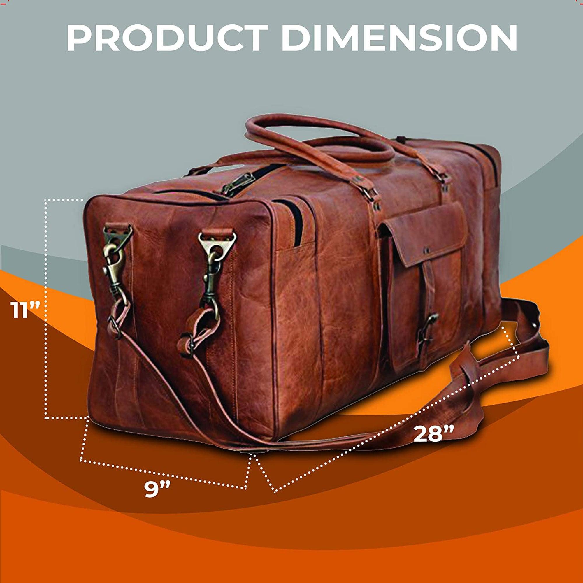 Leather Duffel Bag 28-Inch Large Travel Bag - Gym, Sports, Overnight, and Weekender Bag (Brown)