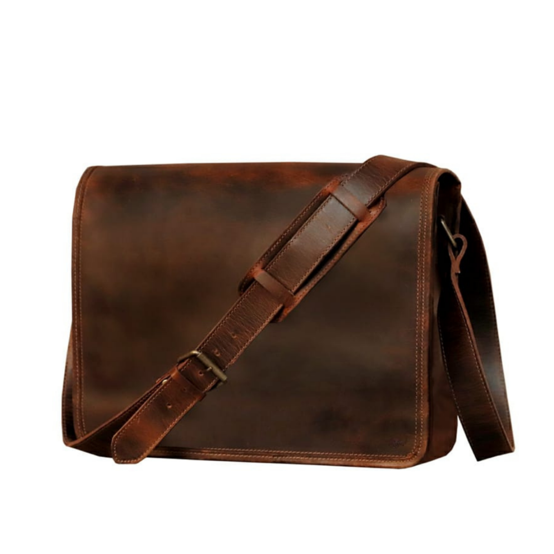 Leather Messenger Briefcase Bag