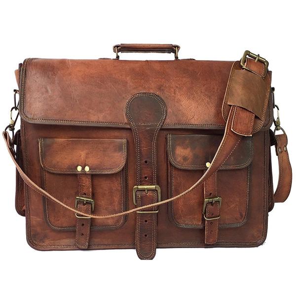 Full-Grain Goat Leather Briefcase for Men