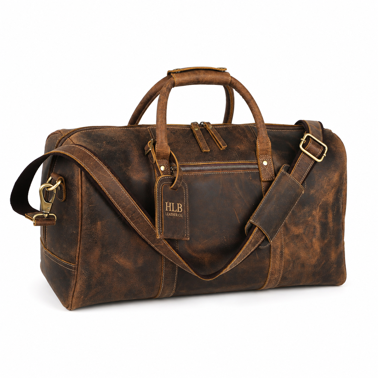 Leather 20-Inch Travel Duffel Bag for Men and Women - Full Grain Leather Overnight, Weekend, Gym, and Sports Bag