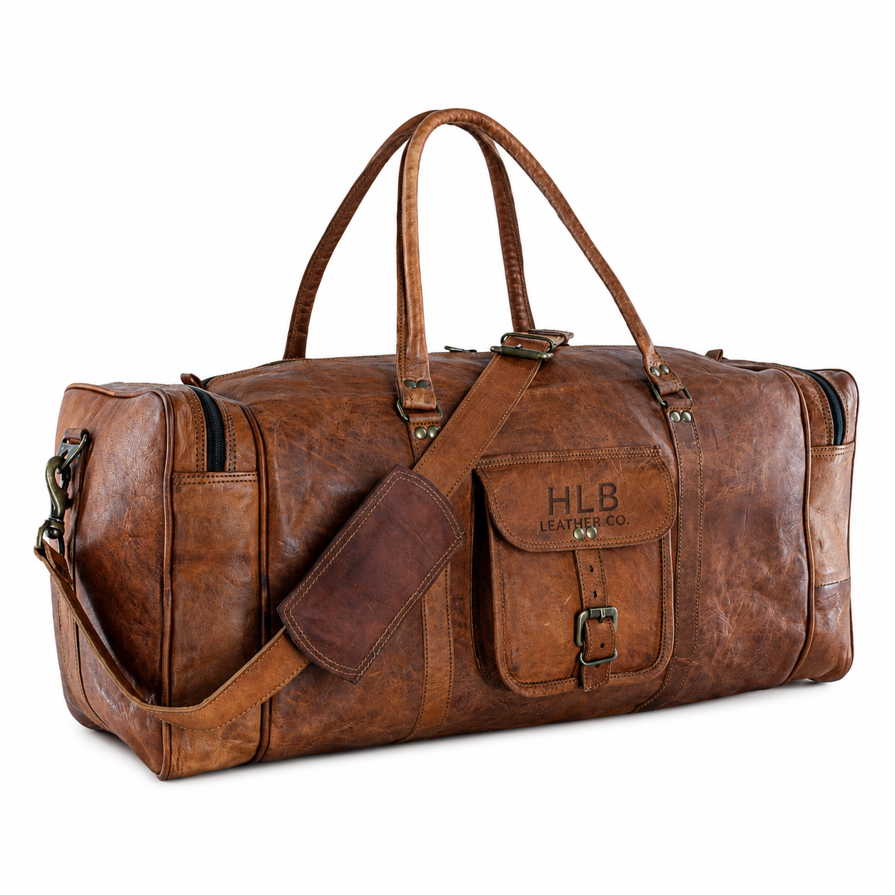 Leather 21-Inch Vintage Duffel Bag - Full Grain Leather Travel, Gym, Sports, and Weekend Bag