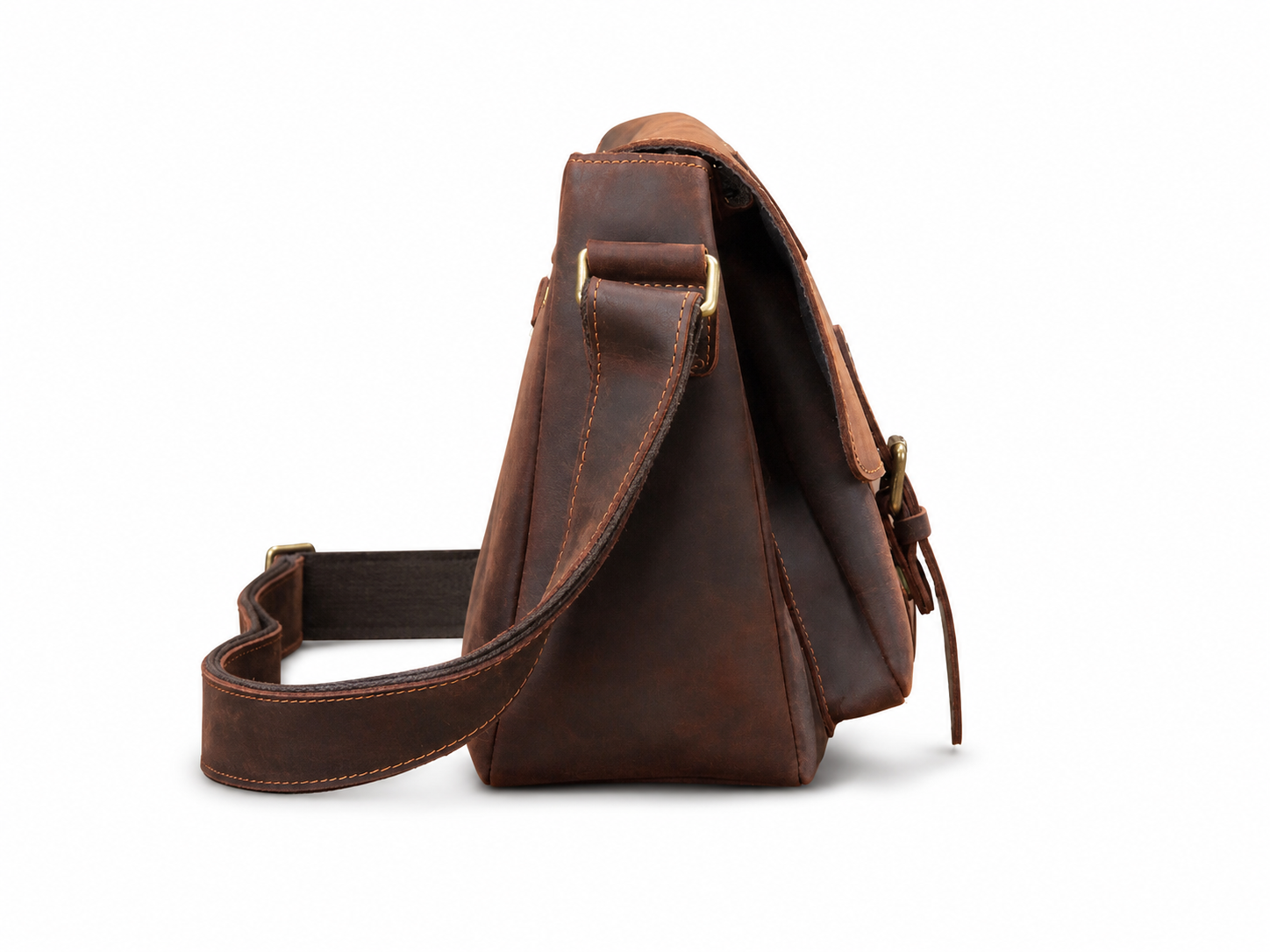 Large Vintage Full-Grain Leather Laptop Messenger Bag