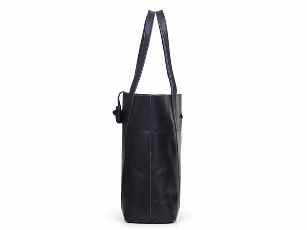 HLB LEATHER TOTE BAG - BLACK