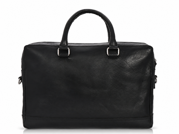 Black Top-Grain Buffalo Leather Briefcase