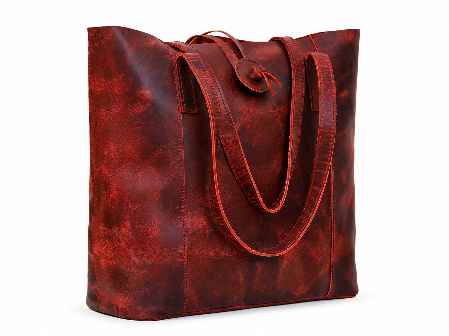 HLB Leather Tote Bag - Red