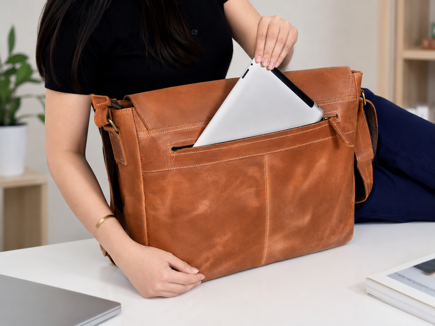 Executive Water Buffalo Leather Messenger Bag