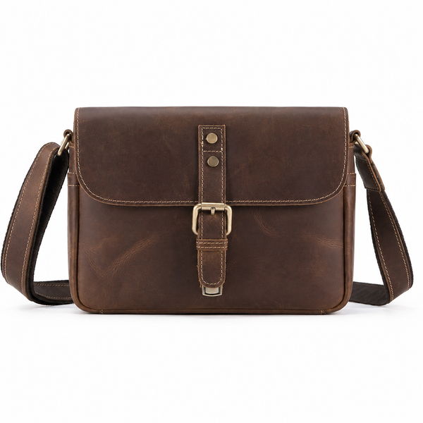 Vintage Full-Grain Leather Crossbody Purse