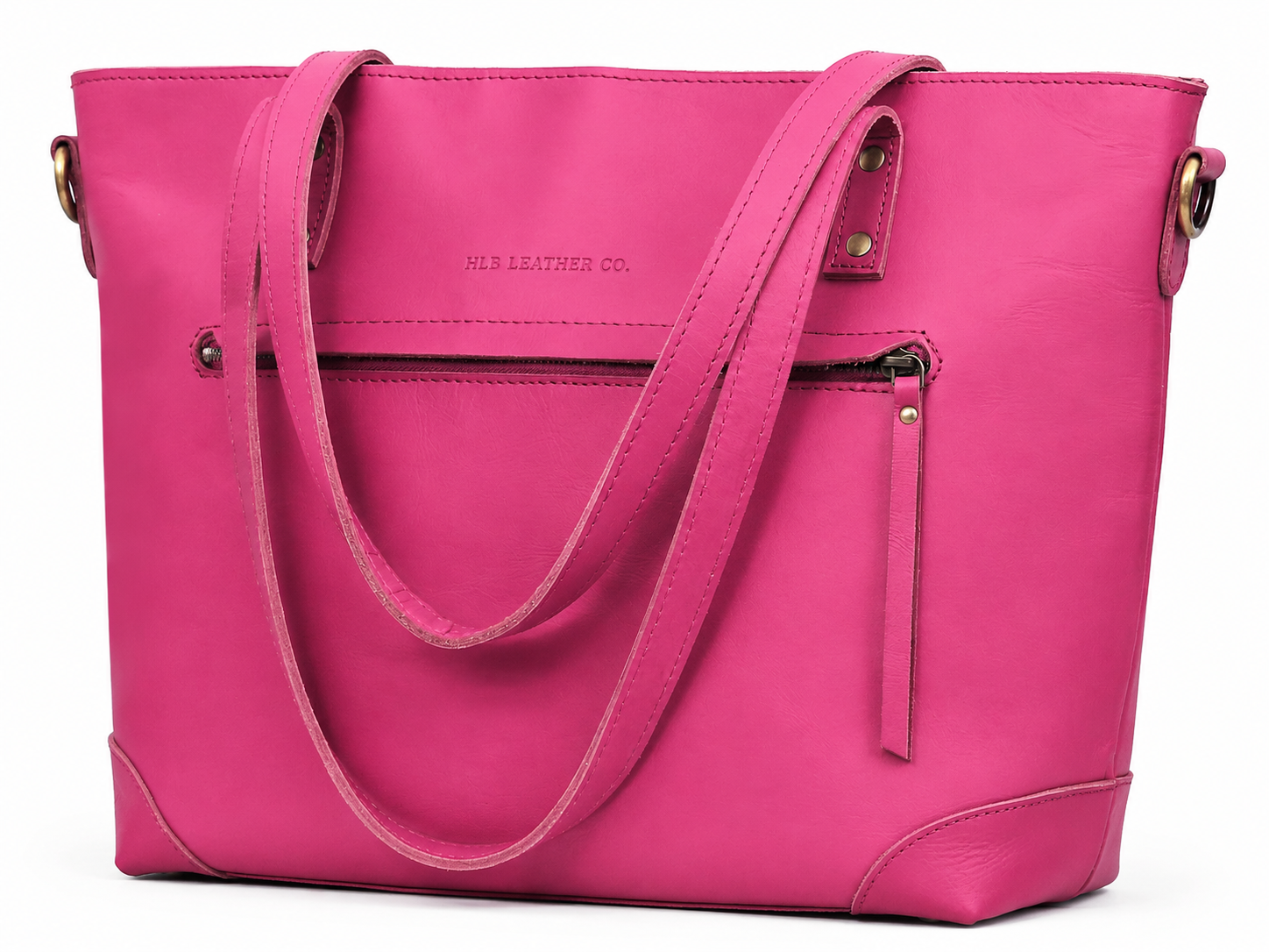 Portland Buffalo Leather Tote Bag - Pink