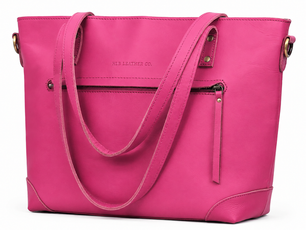 Portland Buffalo Leather Tote Bag - Pink