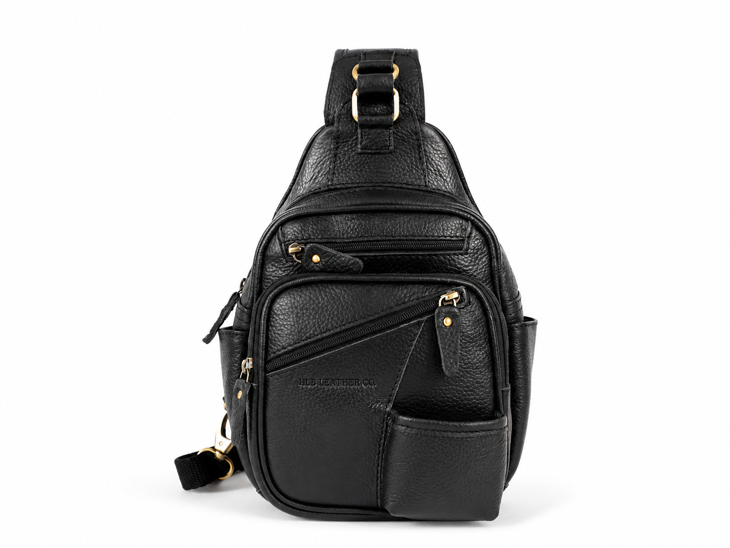 Hudson Black Leather Sling Bag