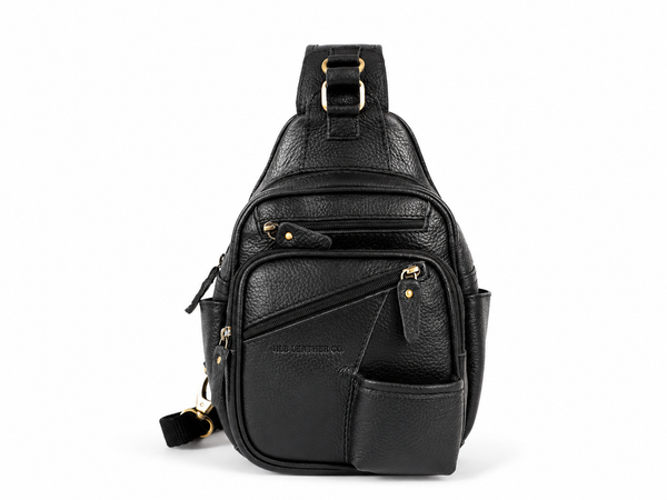 Hudson Black Leather Sling Bag