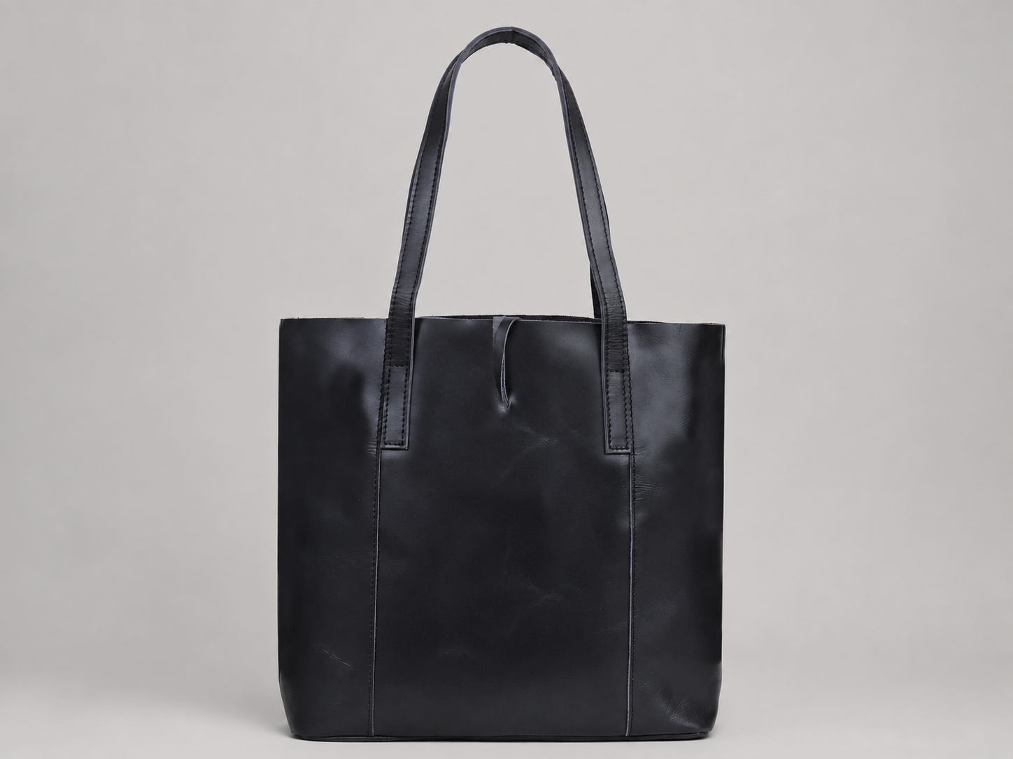 HLB LEATHER TOTE BAG - BLACK