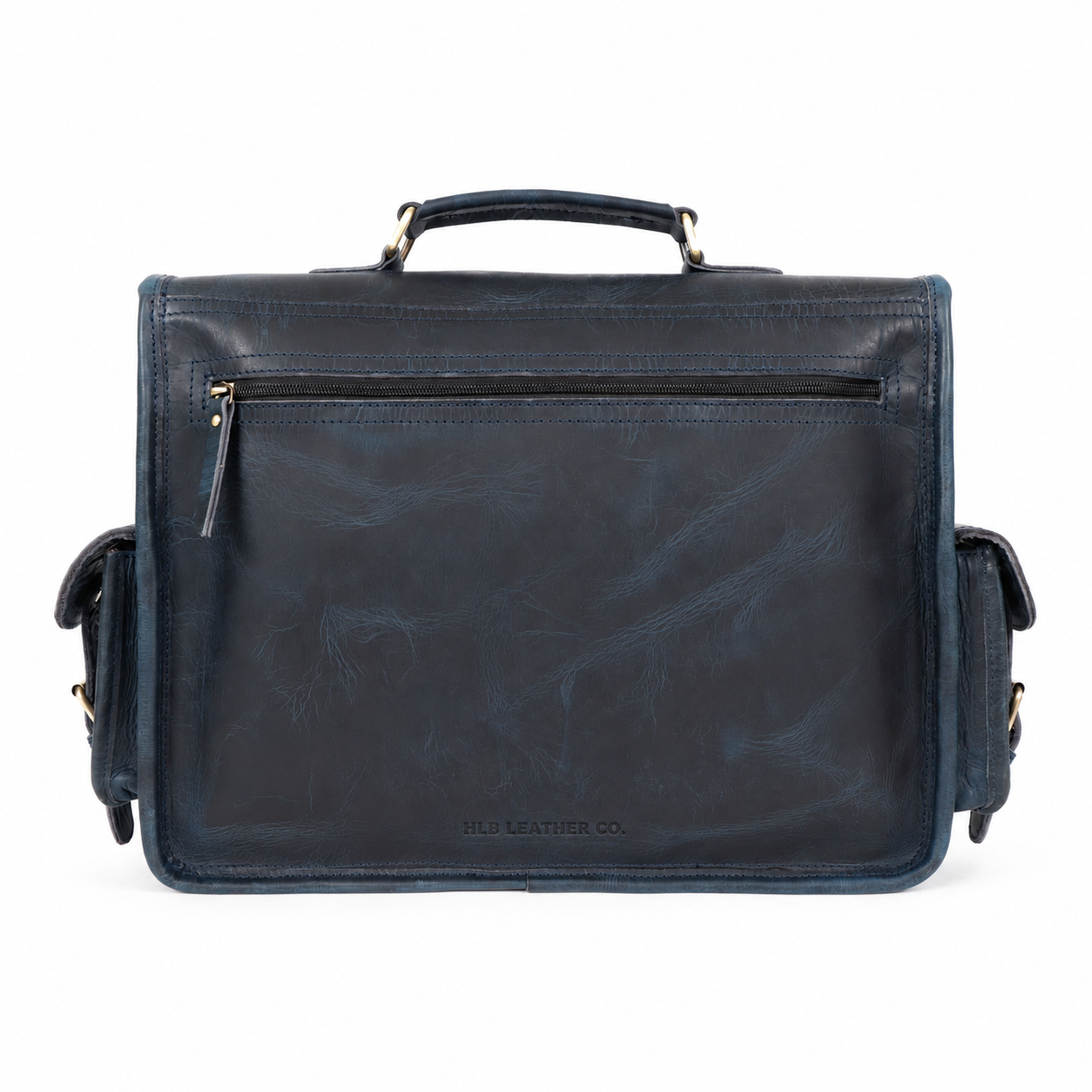 Ember Blue Full-Grain Buffalo Leather Messenger Bag – Men's Work & Travel Satchel