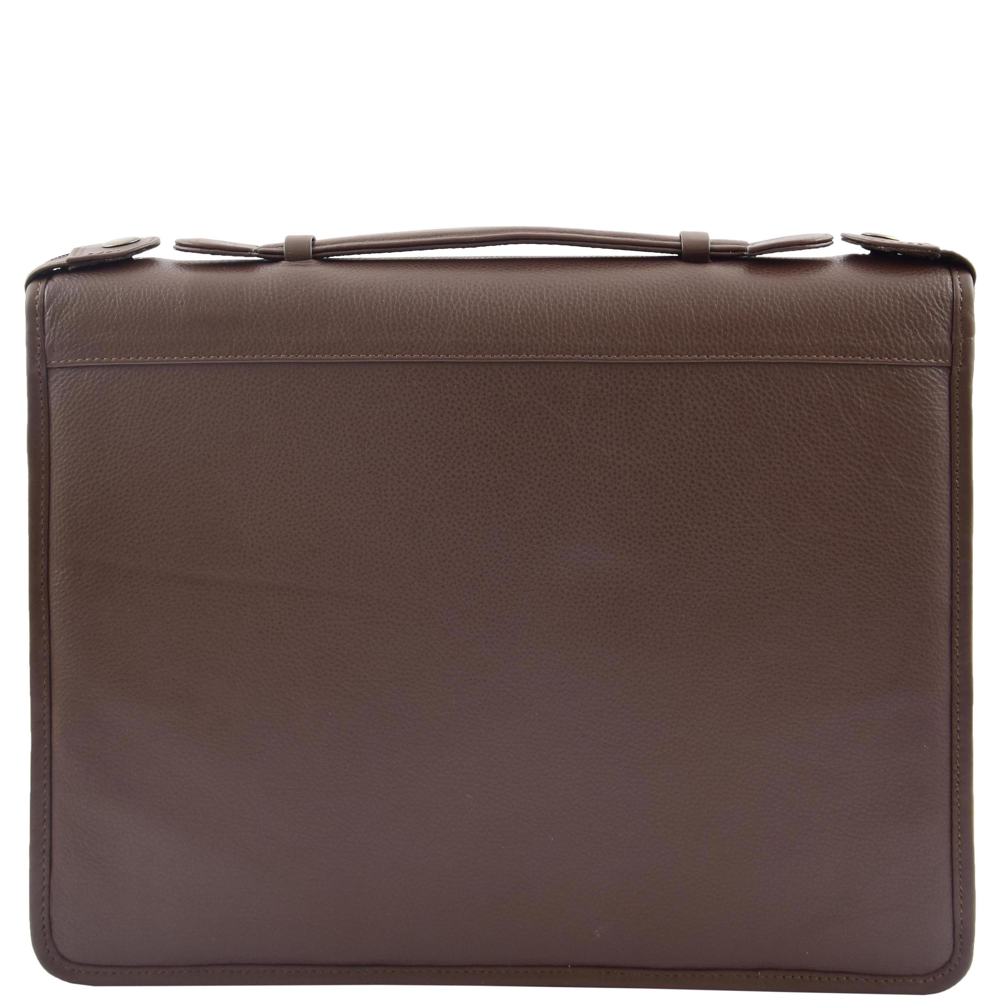 Real Leather Portfolio Case with Carry Handle HL49 Brown