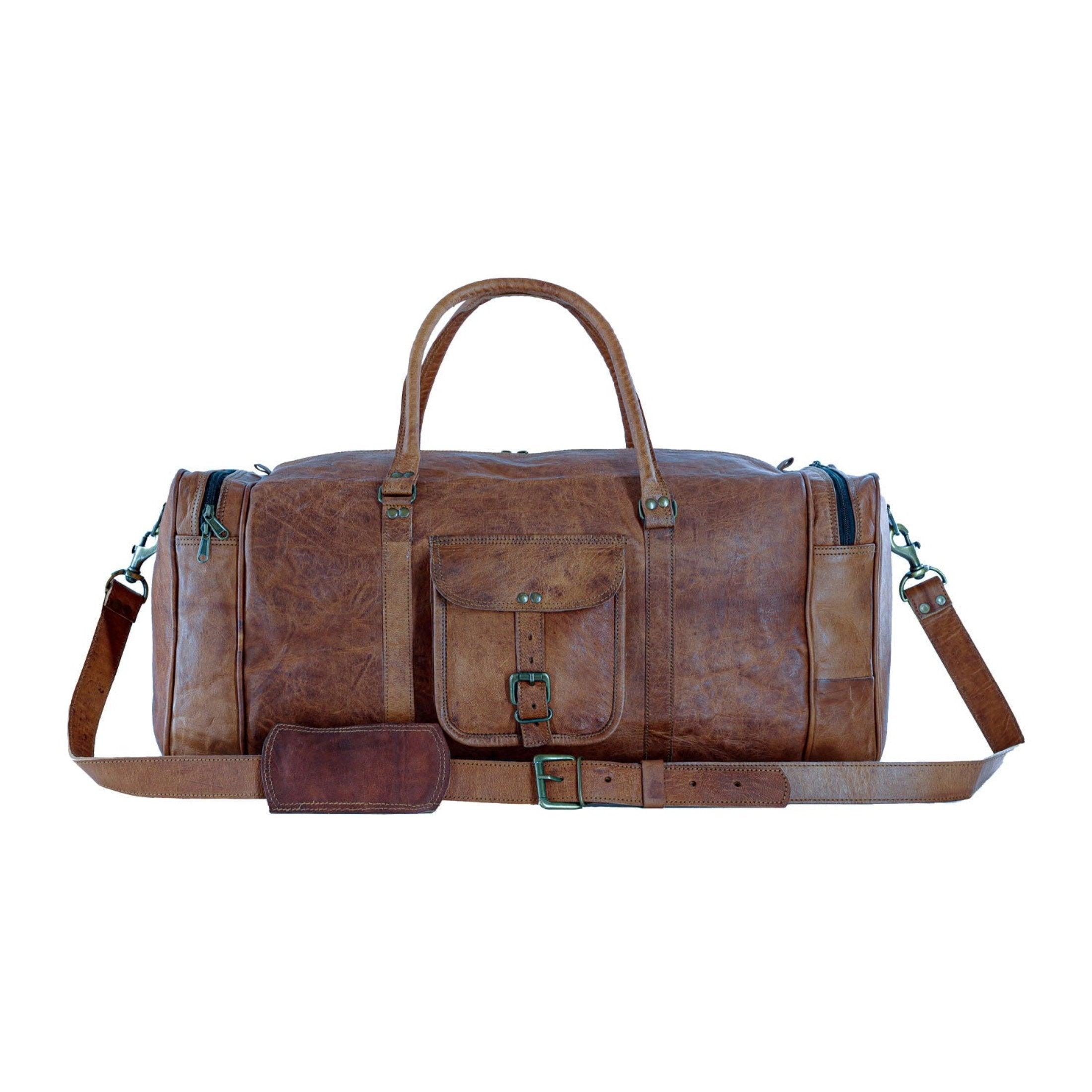 Leather 21-Inch Vintage Duffel Bag - Full Grain Leather Travel, Gym, Sports, and Weekend Bag