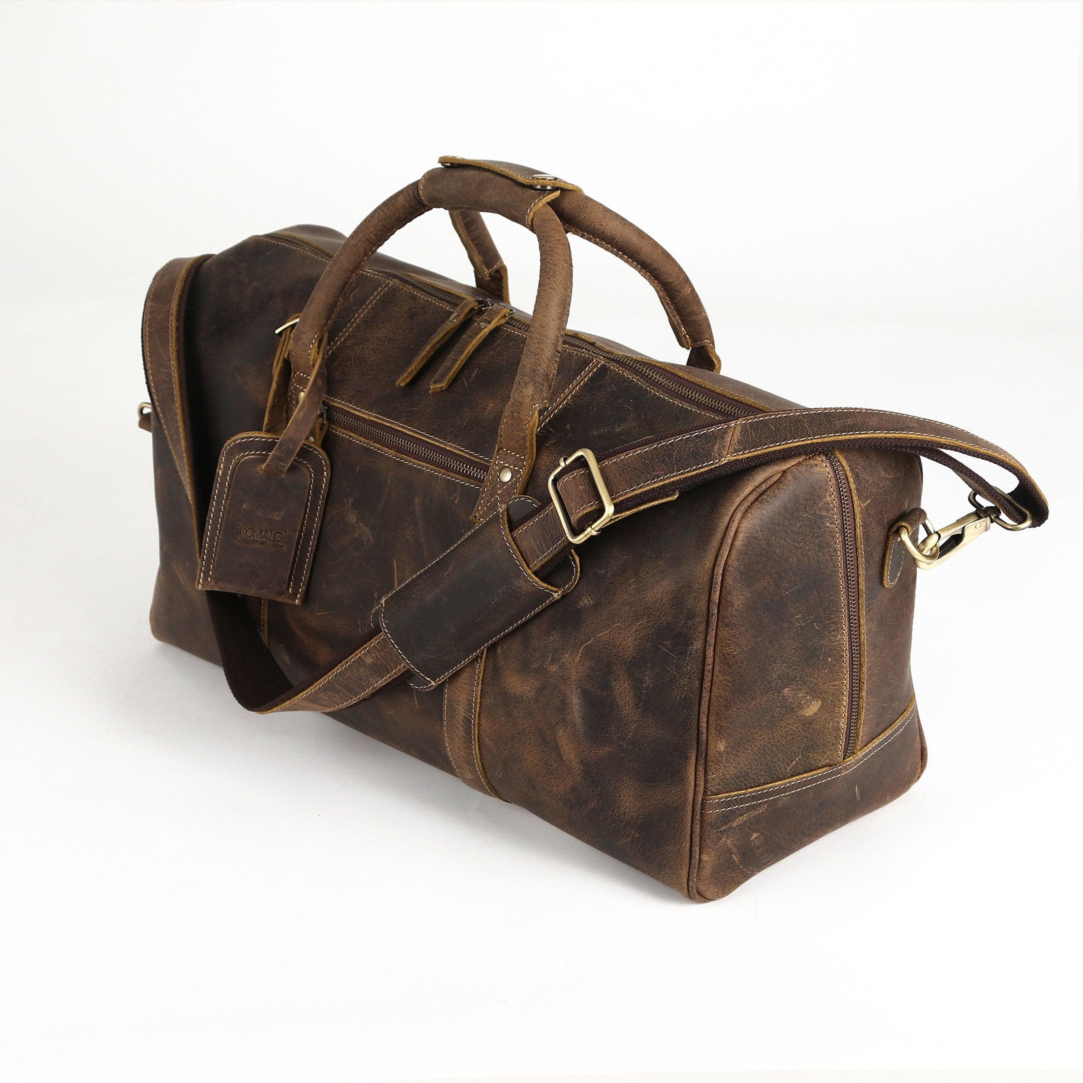 24-Inch Full Grain Leather Duffel Bag for Men & Women – Travel, Gym & Weekend Overnight Bag