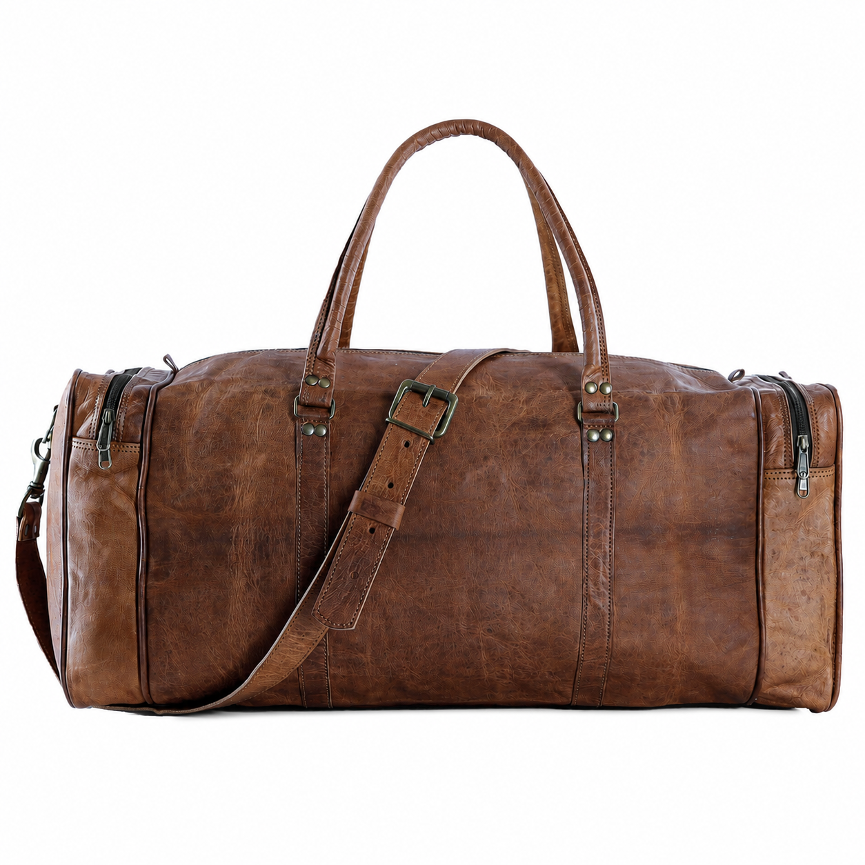 Leather 21-Inch Vintage Duffel Bag - Full Grain Leather Travel, Gym, Sports, and Weekend Bag