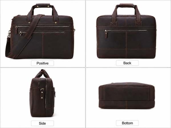 Handcrafted Vintage Leather Briefcase Bag for Business Trip