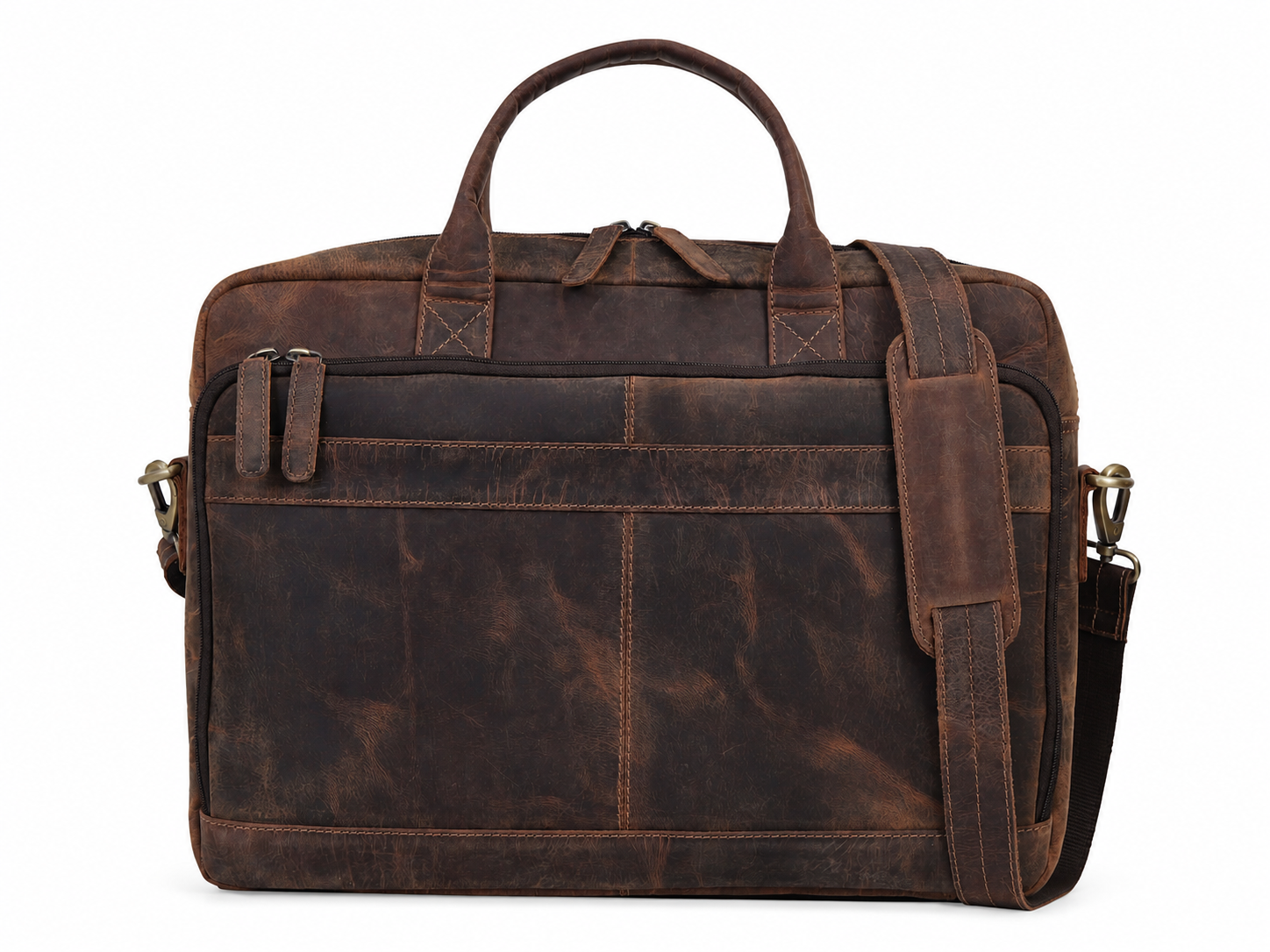 Austin Laptop Leather Briefcase - Brown