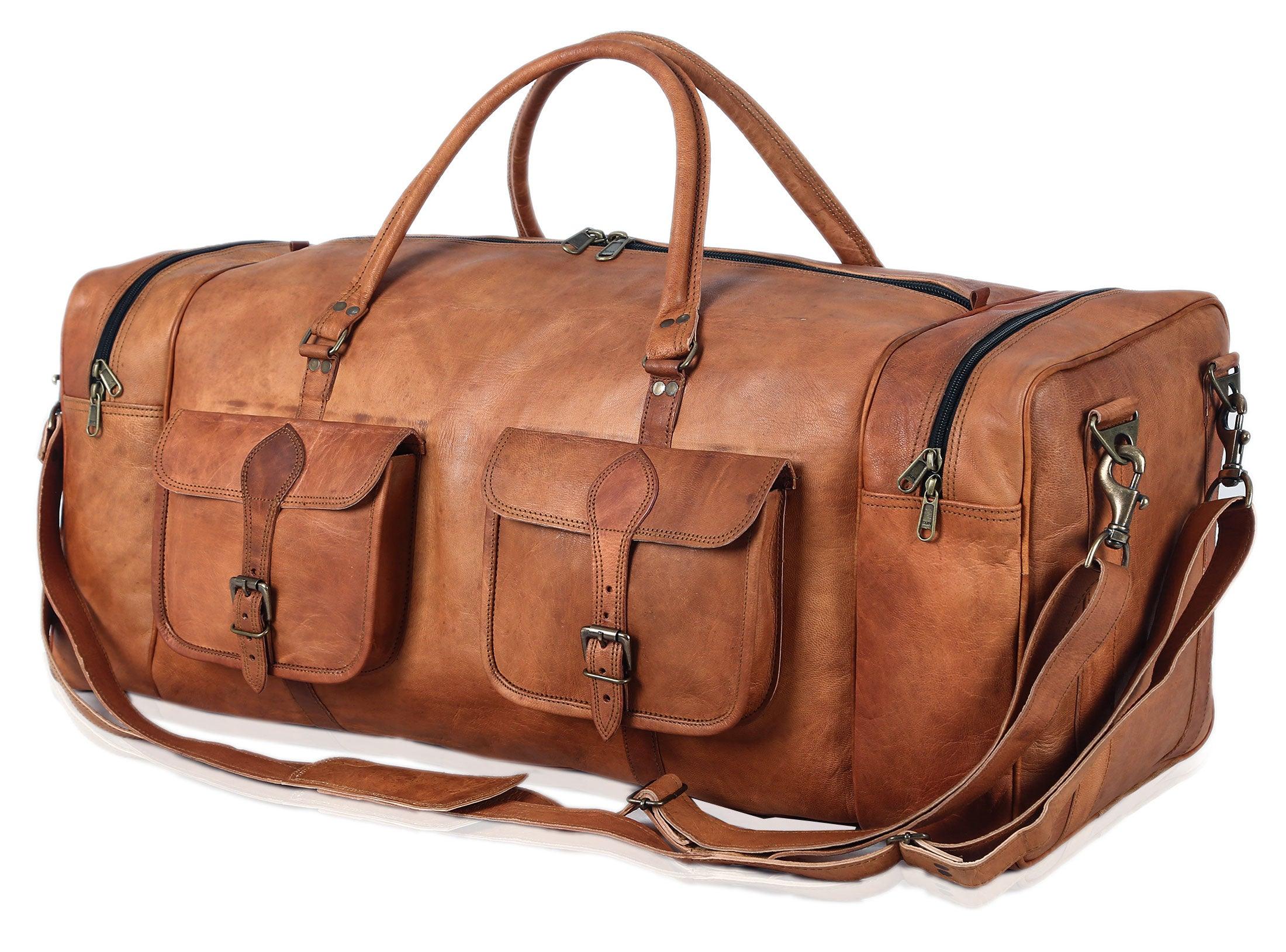 Leather Duffel Bag for Men – 32-Inch Large Travel Holdall, Gym, Sports, Overnight, and Weekend Bag