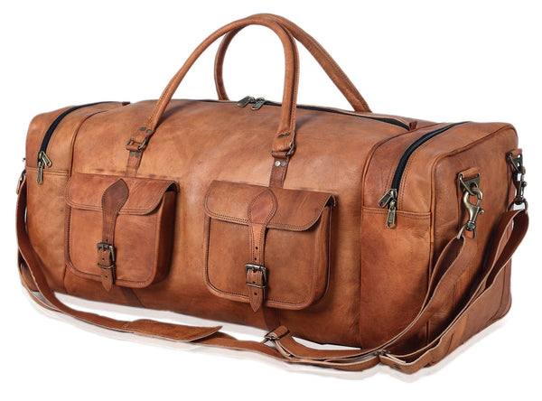 Leather Duffel Bag for Men – 32-Inch Large Travel Holdall, Gym, Sports, Overnight, and Weekend Bag