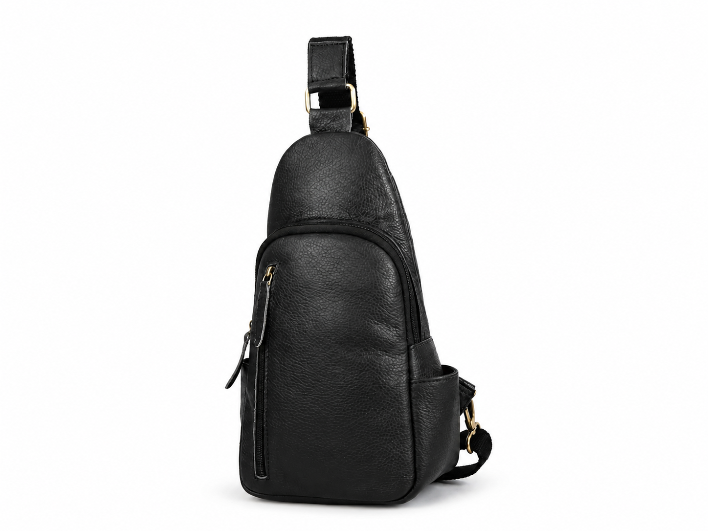Emerson Black Buffalo Leather Sling Bag