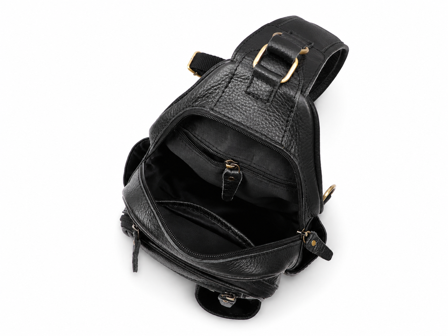 Hudson Black Leather Sling Bag