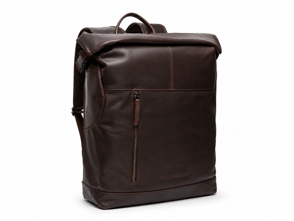 Leather Roll-top Backpack Brown Liverpool