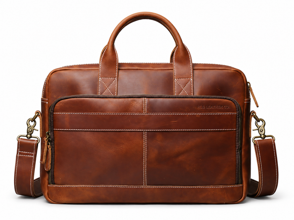 Handmade Men's Leather Briefcase Laptop Work Bag