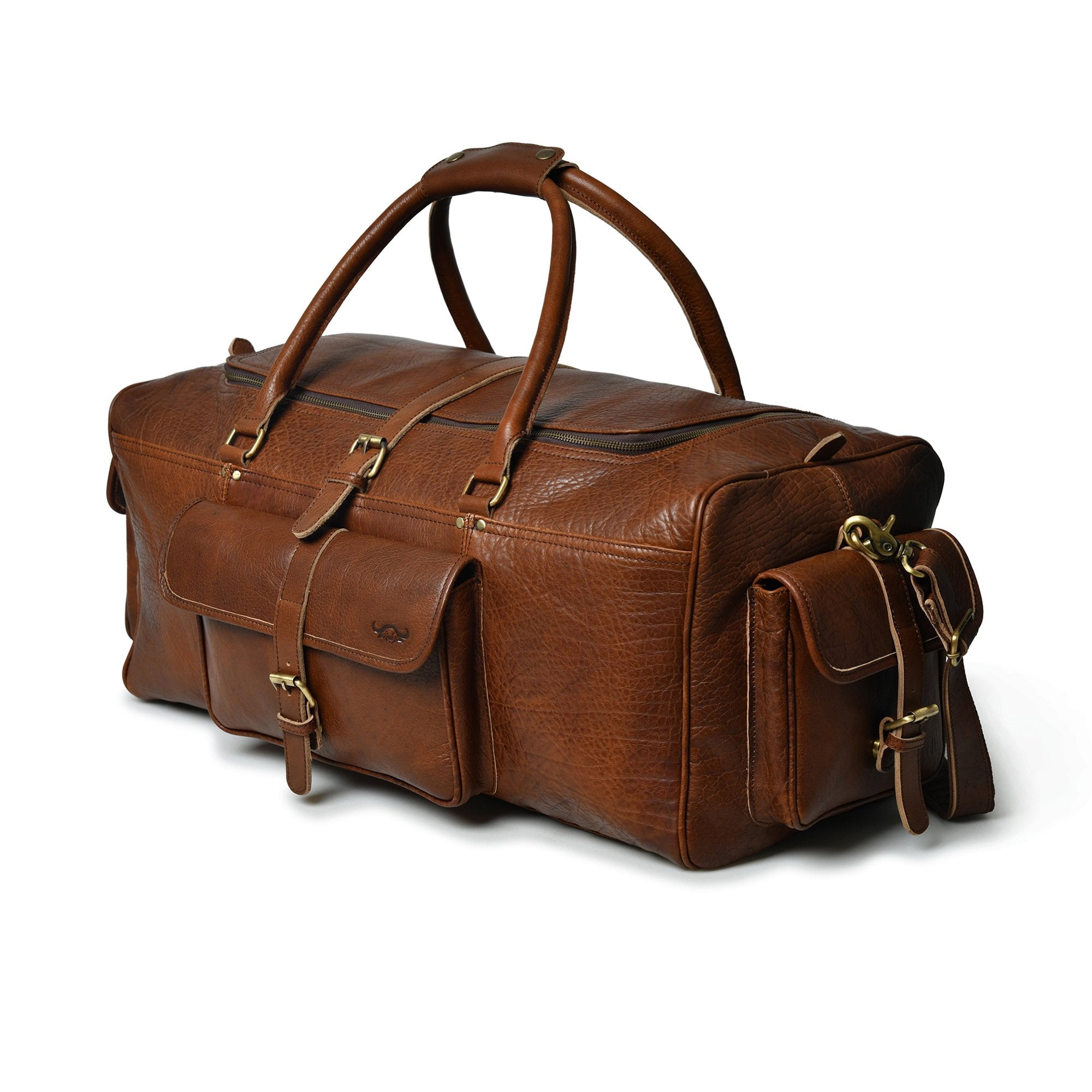 Premium Cow Leather Duffel Bag - Nebulous Saddle