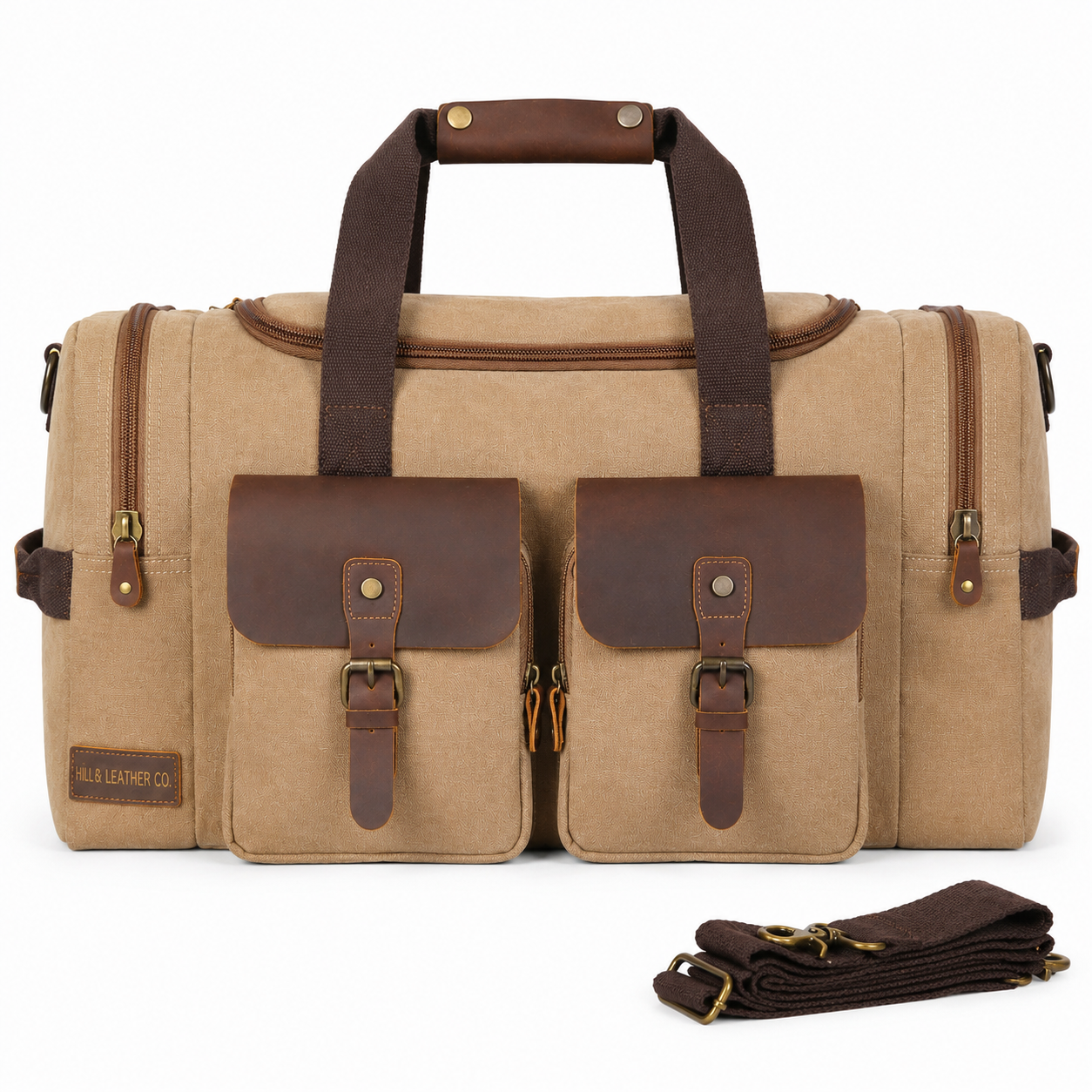 Canvas Cowhide Leather Duffel Bag