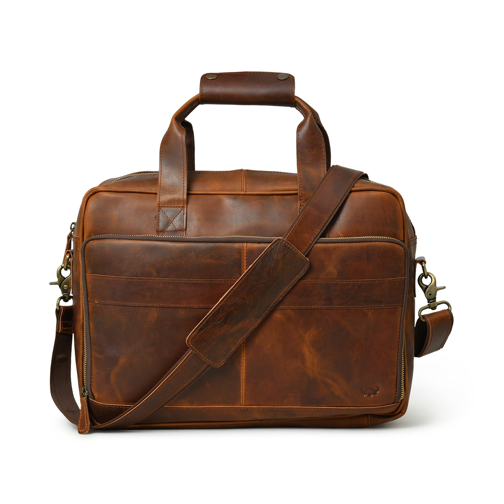 Buffalo Leather Laptop Briefcase (Serene Caramel)