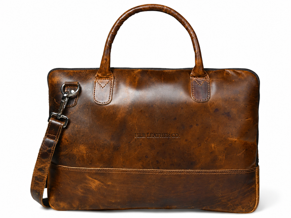 Modernist Leather Laptop Bag - Brown