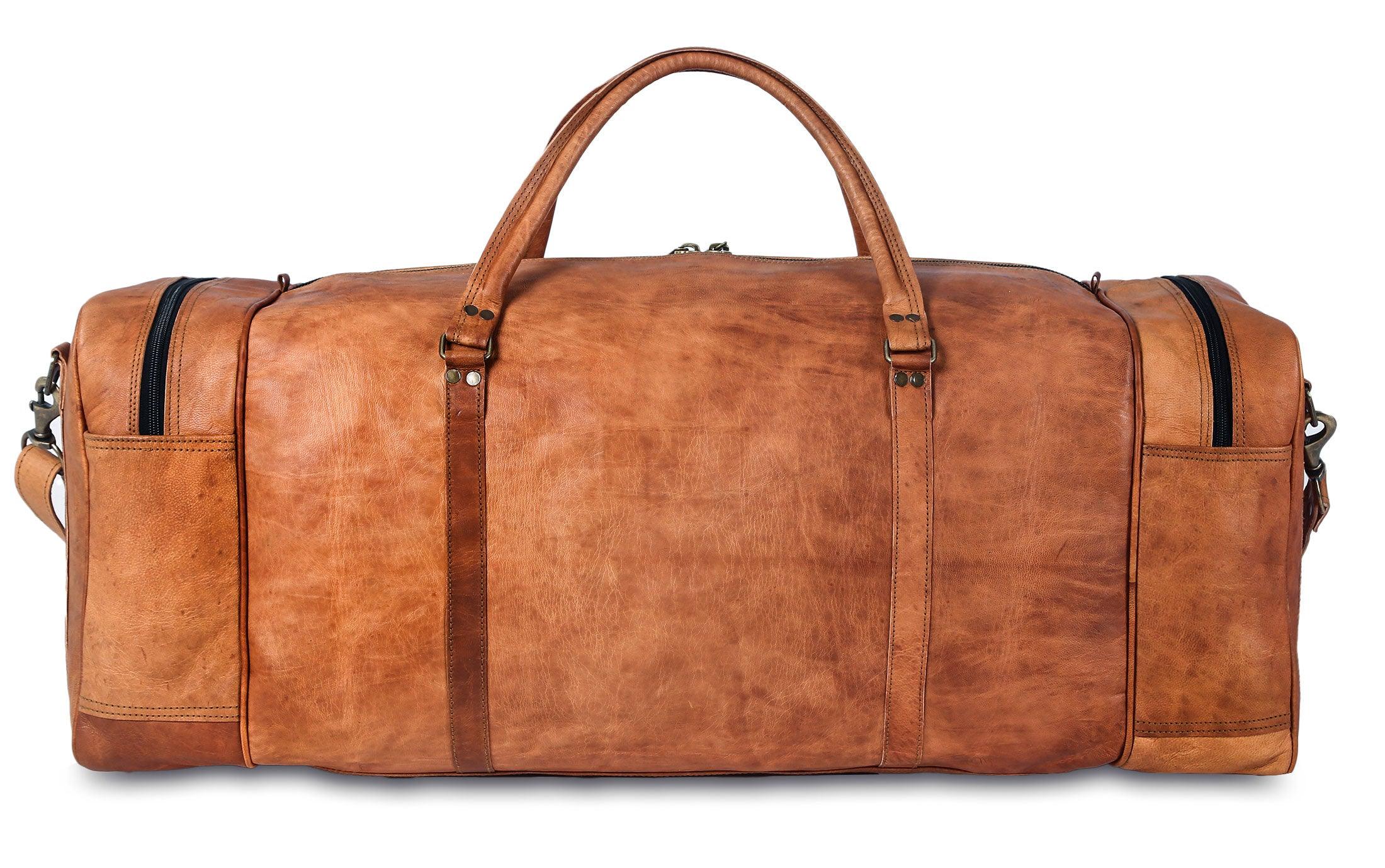 Leather Duffel Bag for Men – 32-Inch Large Travel Holdall, Gym, Sports, Overnight, and Weekend Bag