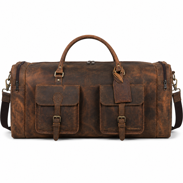 Leather Duffel Bag 28-Inch Large Travel Bag - Gym, Sports, Overnight, and Weekender Bag (Buffalo Distressed Tan)