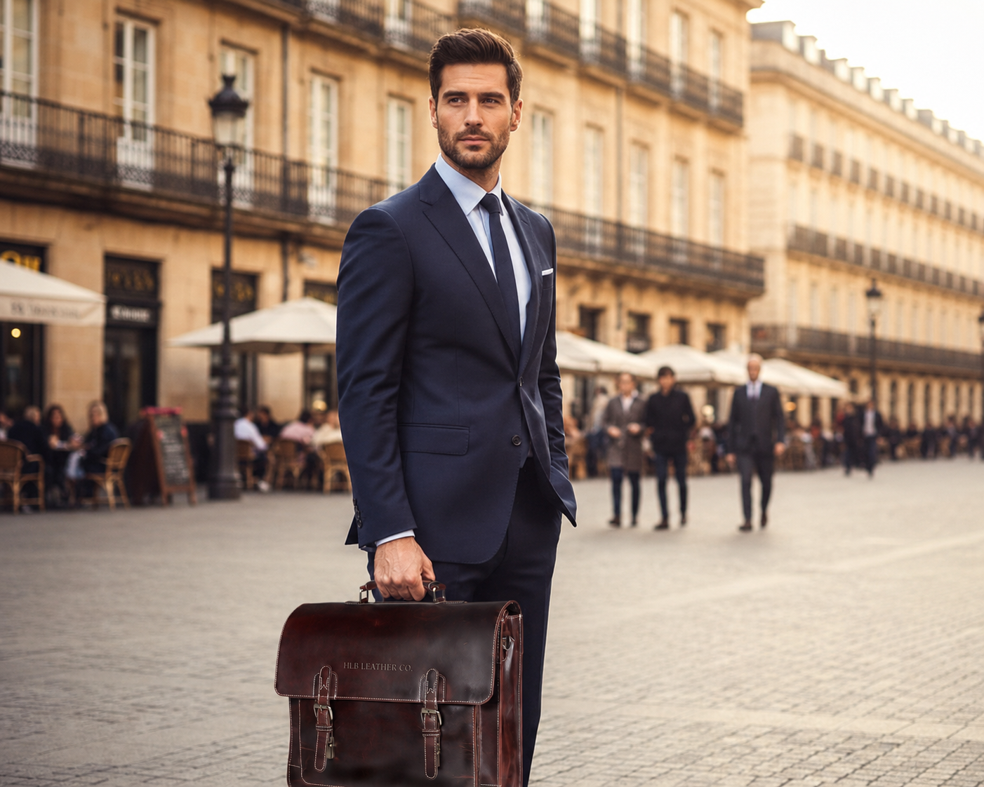 Brown Full-Grain Buffalo Leather Laptop Messenger Bag