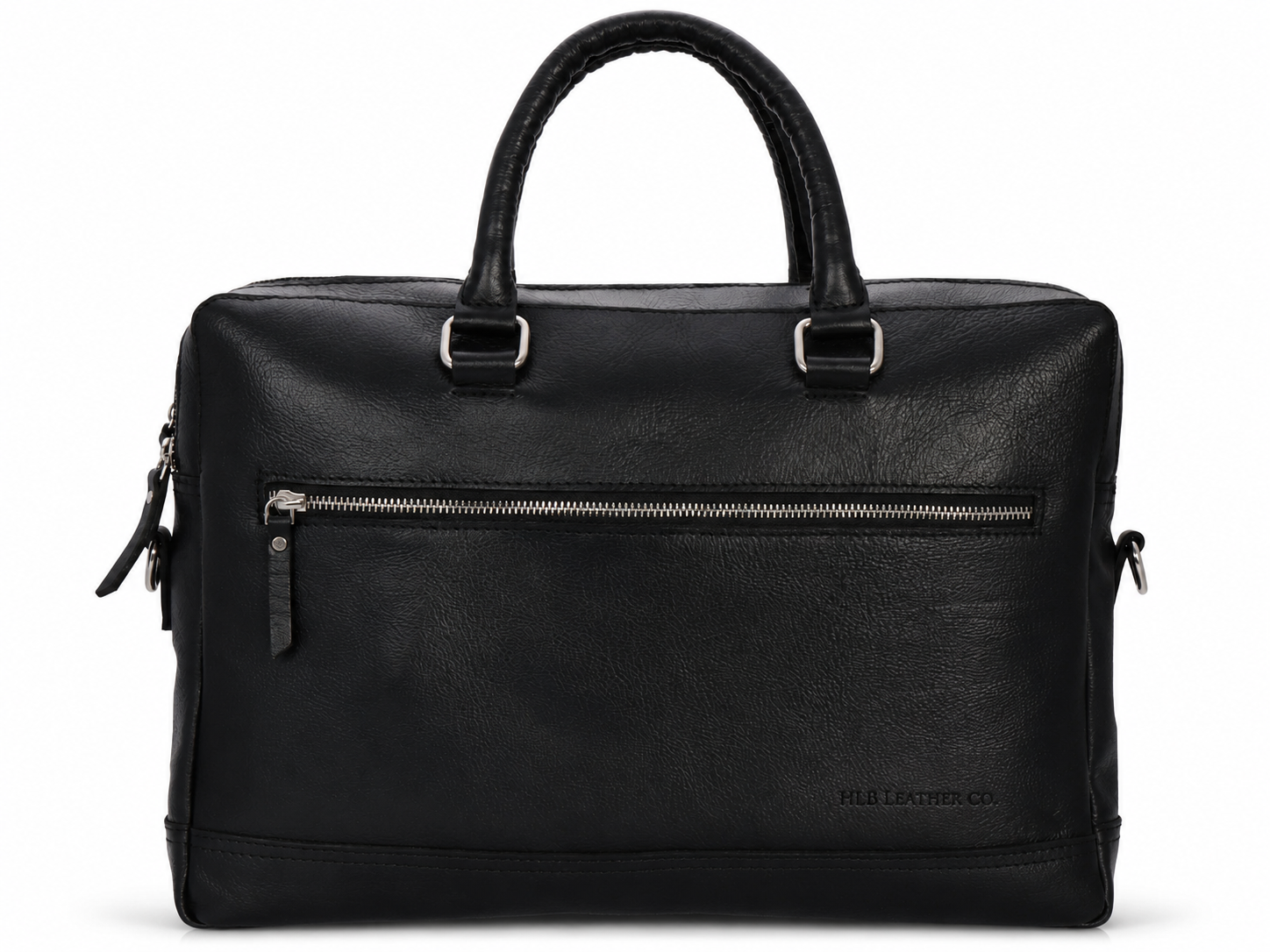 Black Top-Grain Buffalo Leather Briefcase