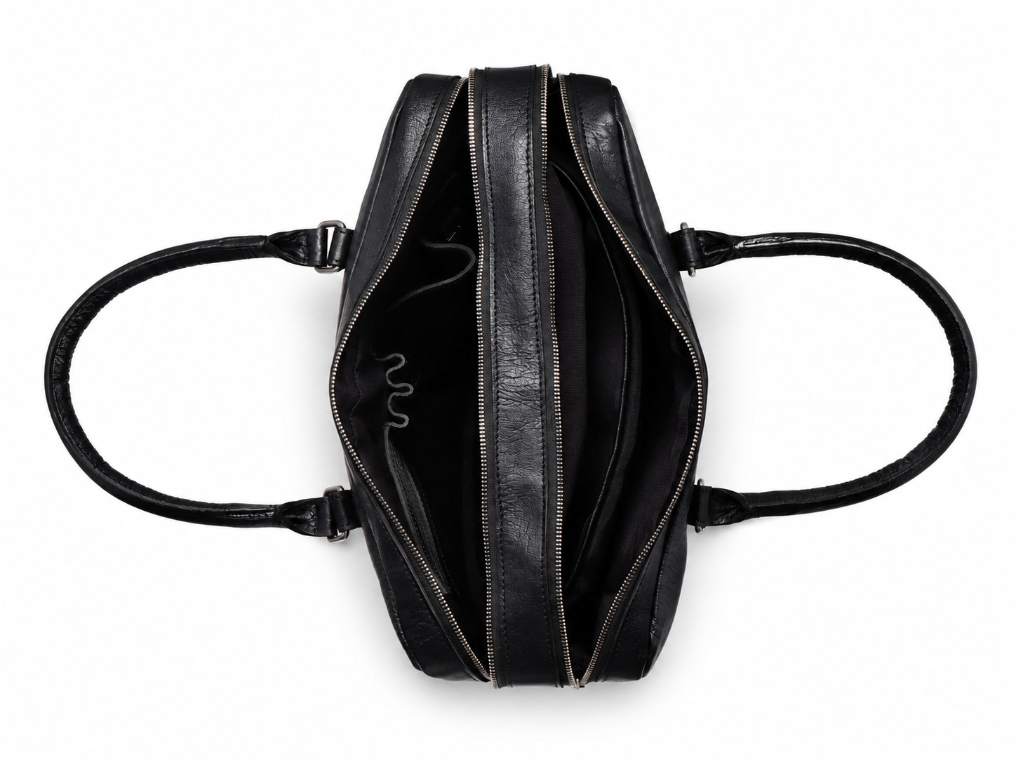 Black Top-Grain Buffalo Leather Briefcase for Men